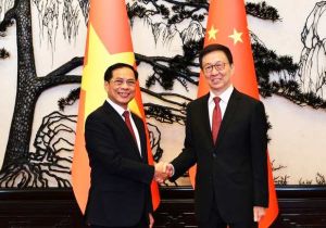 中国国家副主席韩正会见越南副总理兼外长裴青山