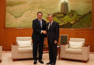 中国外长王毅会见亚洲和平和解理事会主席、泰国前副总理素拉杰