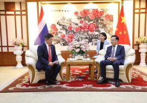 中国驻泰国大使张建卫在使馆会见泰国唐人街华商联谊会会长吴伟实