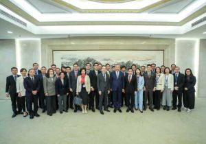 中国外交部副部长苗得雨同新加坡常秘访华团座谈交流