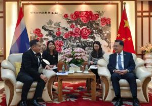 中国驻泰国大使张建卫会见泰国会上议院军队和国家安全委员会主席沙瓦将军一行