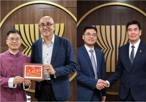 新任中国驻东盟大使王擎分别拜会东盟副秘书长辛格、山伦、纳拉里亚