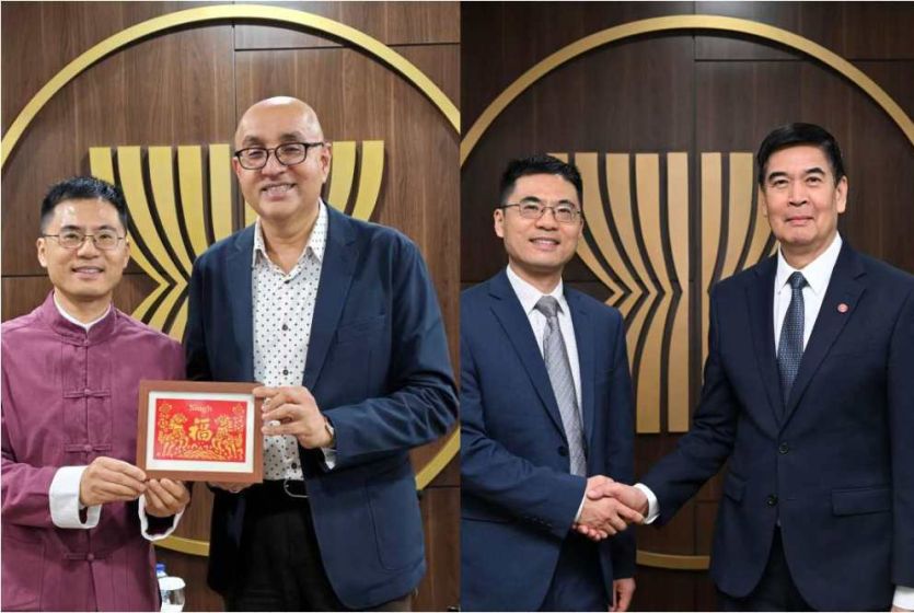 新任中国驻东盟大使王擎分别拜会东盟副秘书长辛格、山伦、纳拉里亚