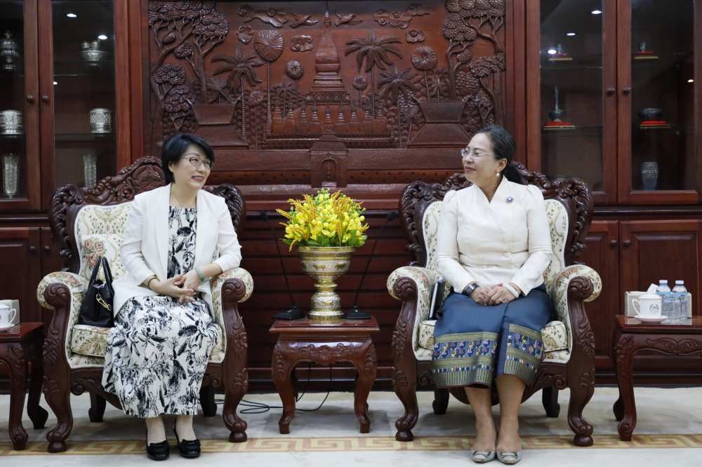 中国驻老挝大使方虹拜会老挝中央书记处书记、央行行长本坎