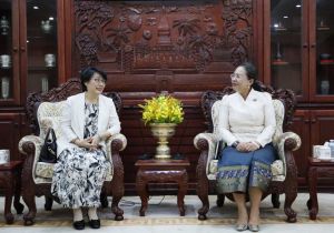 中国驻老挝大使方虹拜会老挝中央书记处书记、央行行长本坎