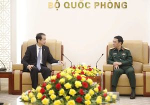 中国驻越南大使何炜拜会越南国防部长潘文江