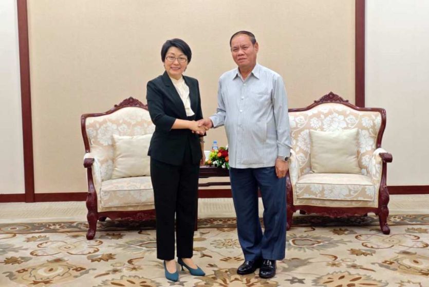 中国驻老挝大使方虹拜会老挝党中央政治局委员、中央书记处常务书记维莱