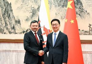 中国国家副主席韩正同文莱王储比拉举行会谈