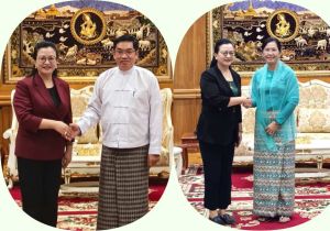 中国驻缅甸大使马珈分别拜会缅甸新任副总统纽梭、南尼尼埃