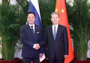 中国全国人大常委会委员长赵乐际会见泰国总理阿努廷